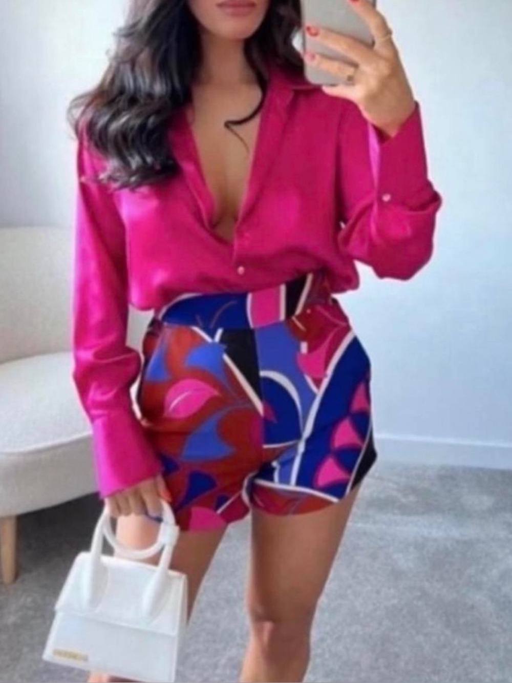 Colorful Floral Print Women's Shorts - Multicolor